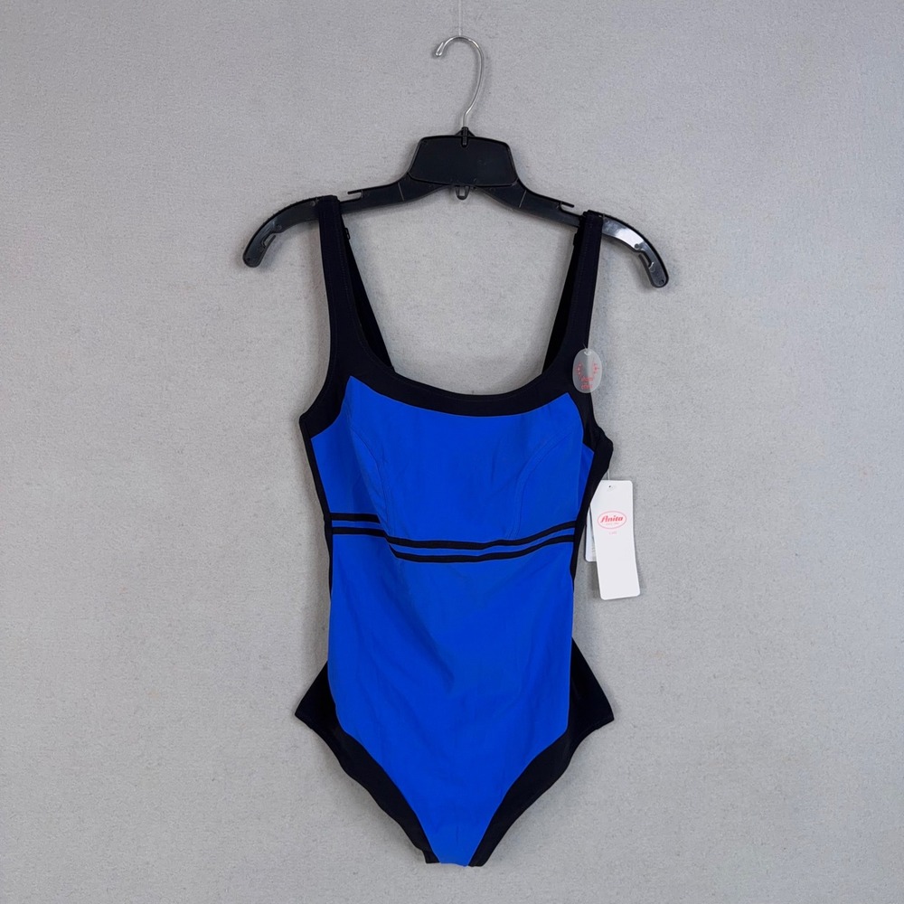 Anita Cardona Swimsuit Womens 12 Blue Colorblock Shape Effect Mastectomy Swim